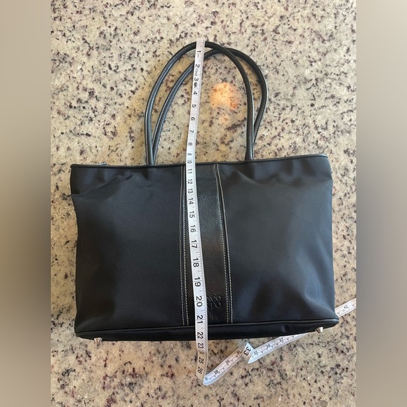 New Black genuine Leather and Canvas large Tote Bag - Picture 5 of 7